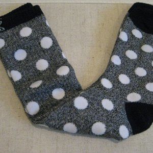 PINK Knee-High Gray and White Polka Dotted Socks